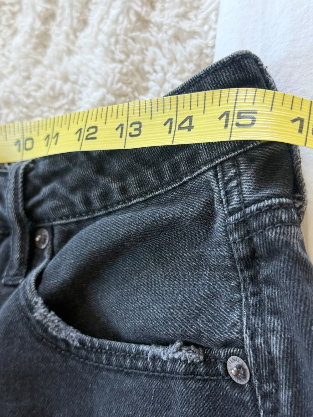 American Eagle Outfitters Denim Mini Skirt Women's Sz 8 Black Raw Hem Button Fly